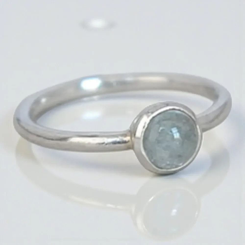 Vintage Sterling Silver 925 Blue Tourmaline Minimalist Stack Ring SIZE 10 - Picture 2 of 8